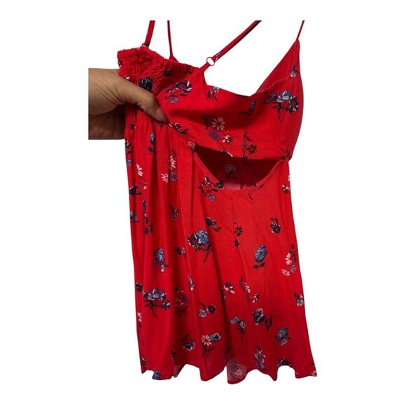 No Boundaries Floral Red Spaghetti Strap Tank Top Large - Picture 6 of 9